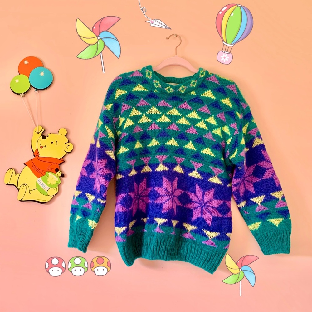 vintage 80s colorful funky sweater